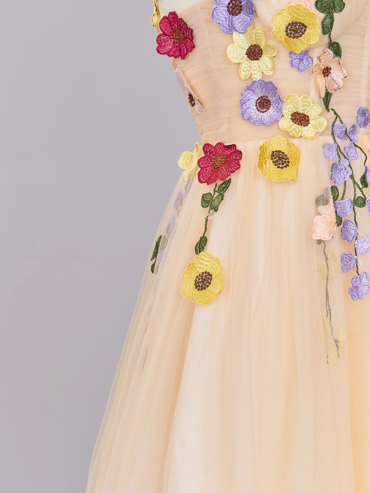 Enchanting A-Line Tulle Homecoming Dress Adorned with 3D Flowers BM bride