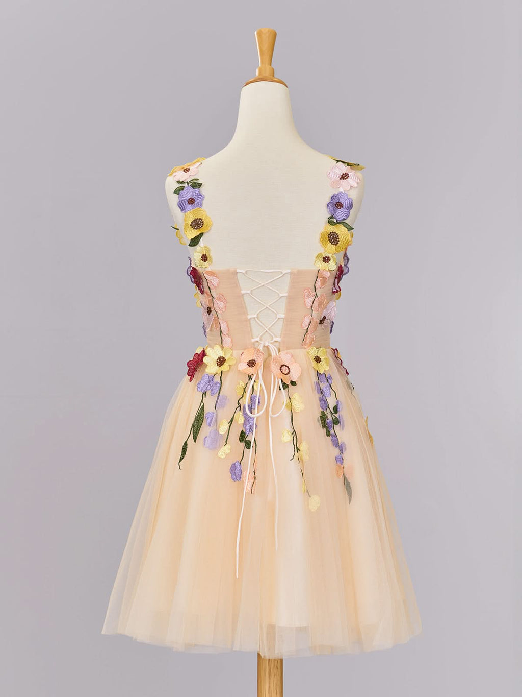 Enchanting A-Line Tulle Homecoming Dress Adorned with 3D Flowers BM bride