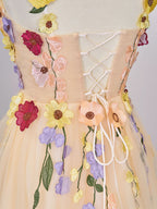 Enchanting A-Line Tulle Homecoming Dress Adorned with 3D Flowers BM bride