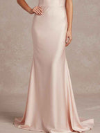 Pink Mermaid Sweetheart Floor-Length Satin Prom Dress