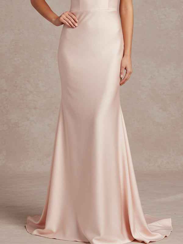Pink Mermaid Sweetheart Floor-Length Satin Prom Dress