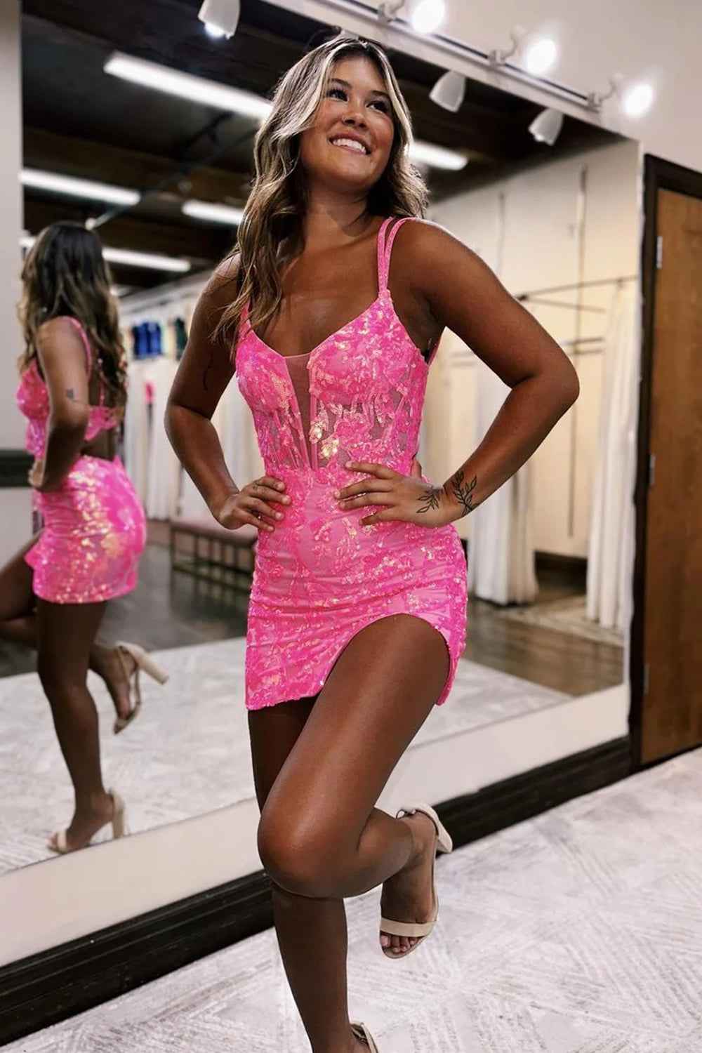 Sparkly Royal Blue Sequins Corset Tight Short Homecoming Dress Bmbride