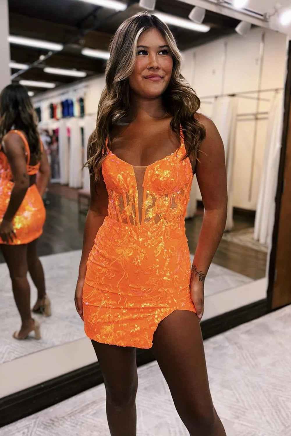 Sparkly Royal Blue Sequins Corset Tight Short Homecoming Dress Bmbride