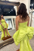 Yellow Sweetheart Tiered Tight Short Homecoming Dress With Bow Bmbride
