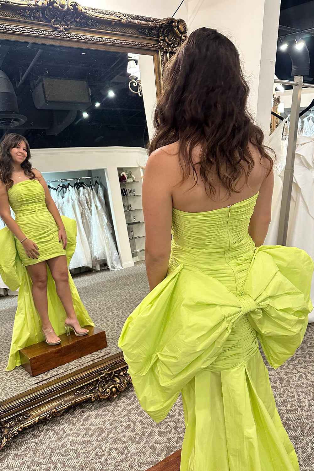 Yellow Sweetheart Tiered Tight Short Homecoming Dress With Bow Bmbride