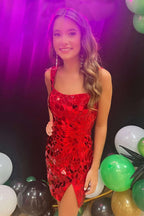 Sparkly Silver Scoop Neck Mirror Tight Short Homecoming Dress Bmbride