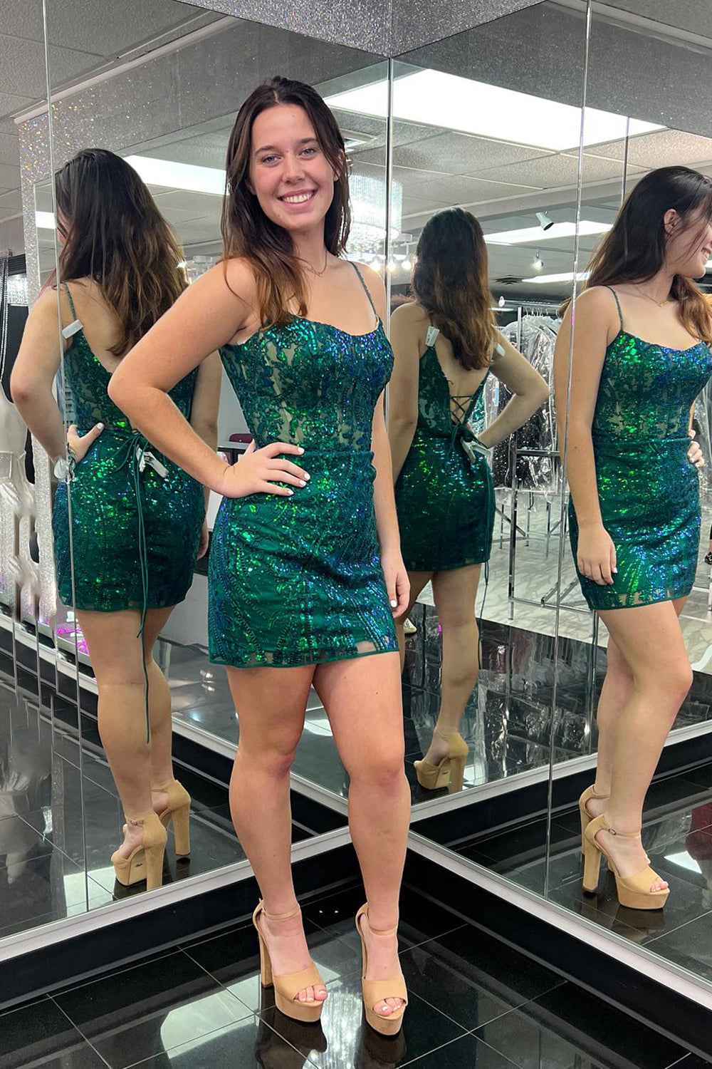 Sparkly White Sequins Tight Short Homecoming Dress Bmbride