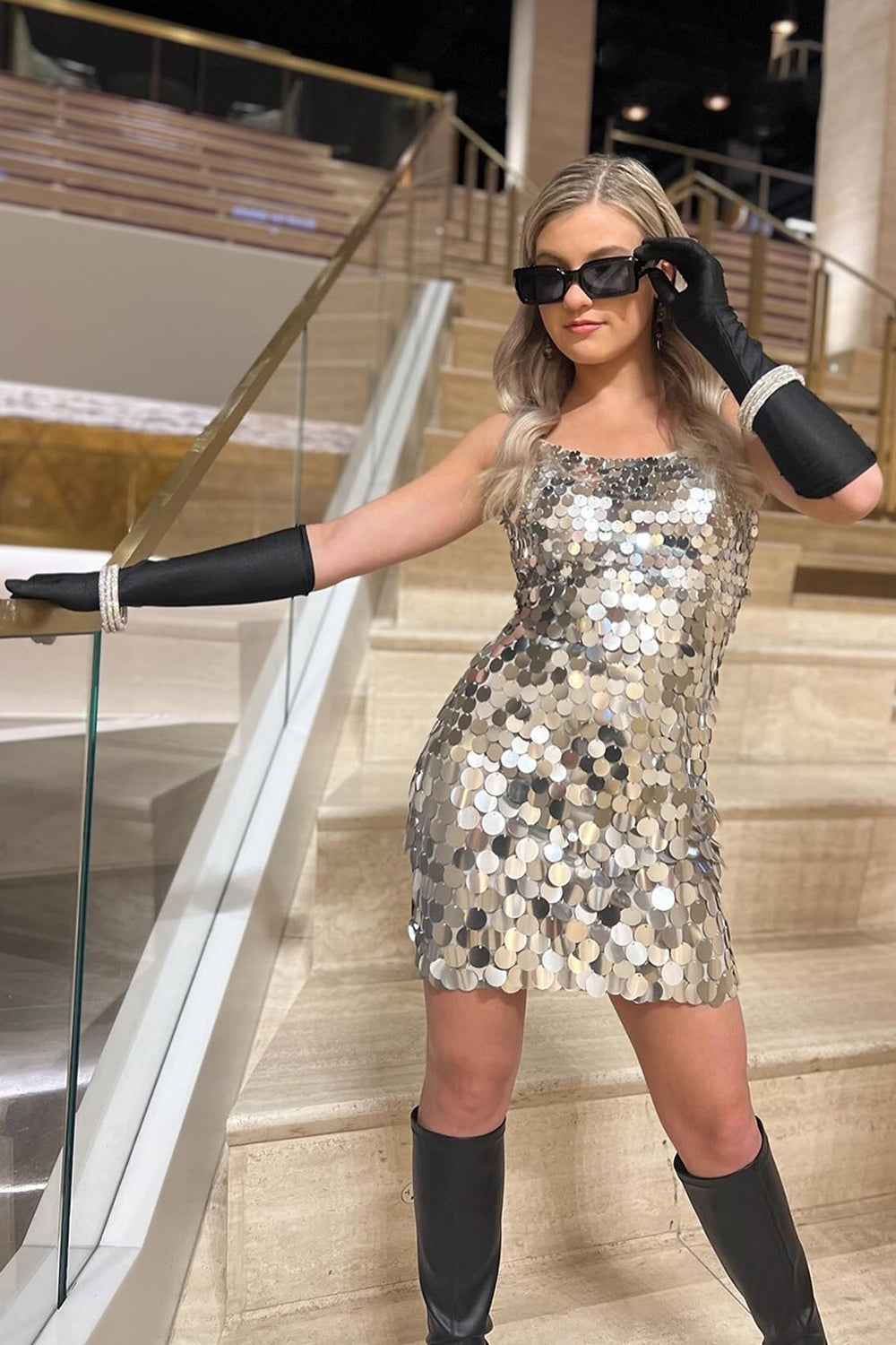 Sparkly Silver Sequins Tight Short Homecoming Dress Bmbride