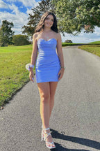 Red Satin Sweetheart Tight Short Homecoming Dress With Lace Bmbride
