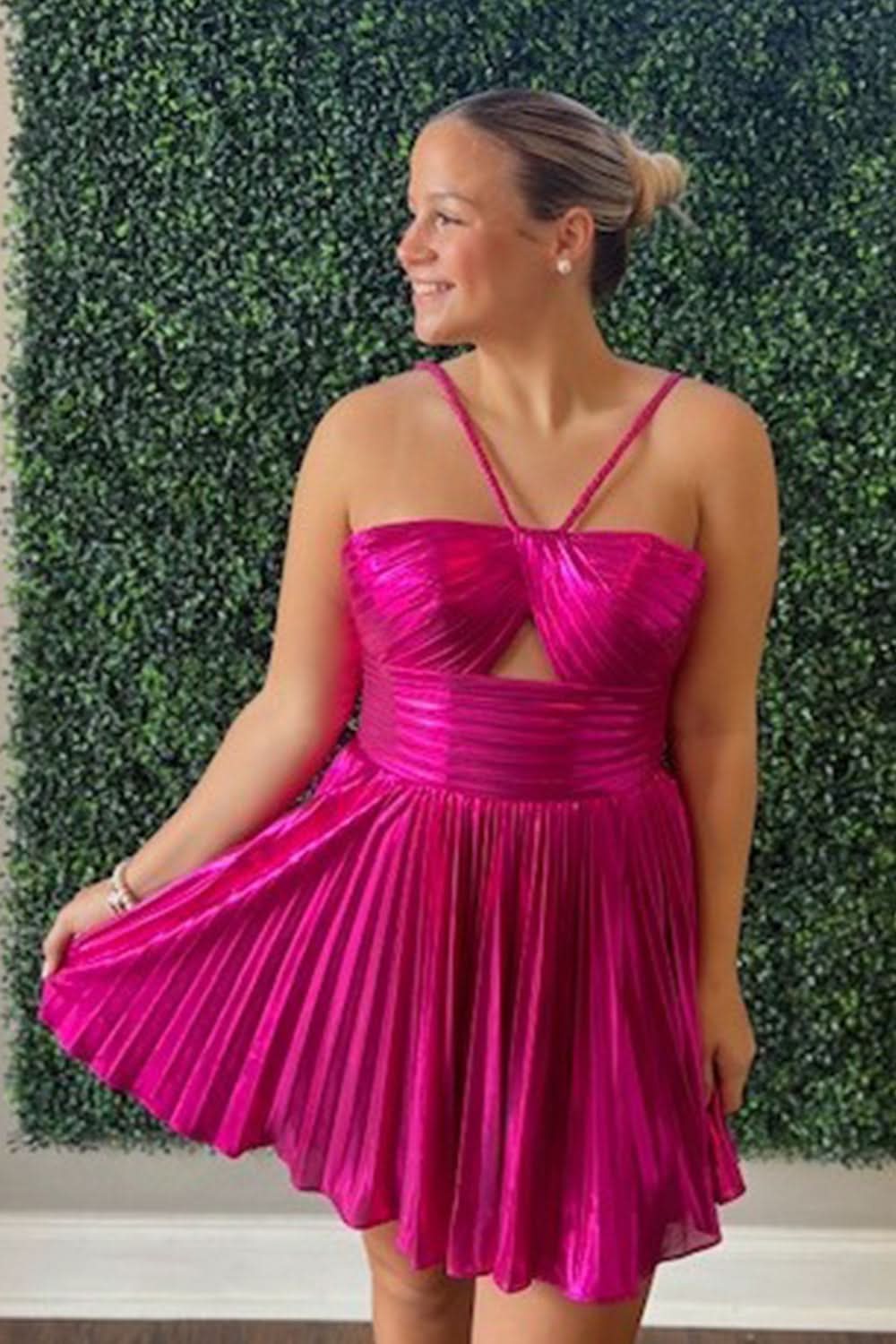 Dark Purple A Line Halter Short Homecoming Dress Bmbride