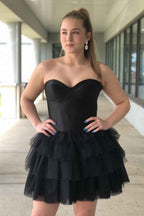 Corset Red Sweetheart Short Homecoming Dress With Ruffles Bmbride