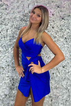 Royal Blue Sweetheart Lace Up Back Bodycon Homecoming Dress Bmbride