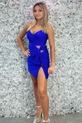 Royal Blue Sweetheart Lace Up Back Bodycon Homecoming Dress Bmbride