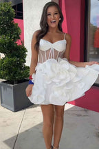 Yellow Corset A Line Short Homecoming Dress With 3D Flowers Bmbride