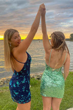 Sparkly Orchid Sequins Corset Tight Short Homecoming Dress Bmbride