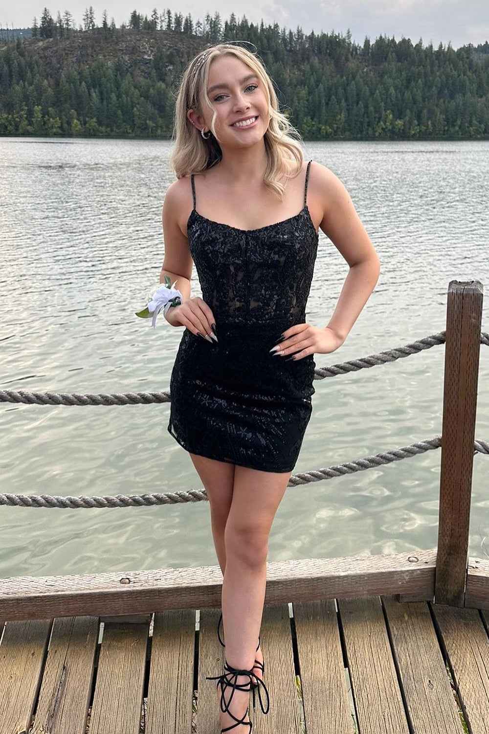 Sparkly White Sequins Tight Short Homecoming Dress Bmbride