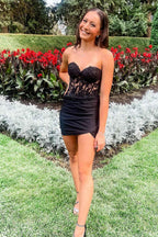 Sparkly Blue Corset Sequins Short Tight Homecoming Dress Bmbride