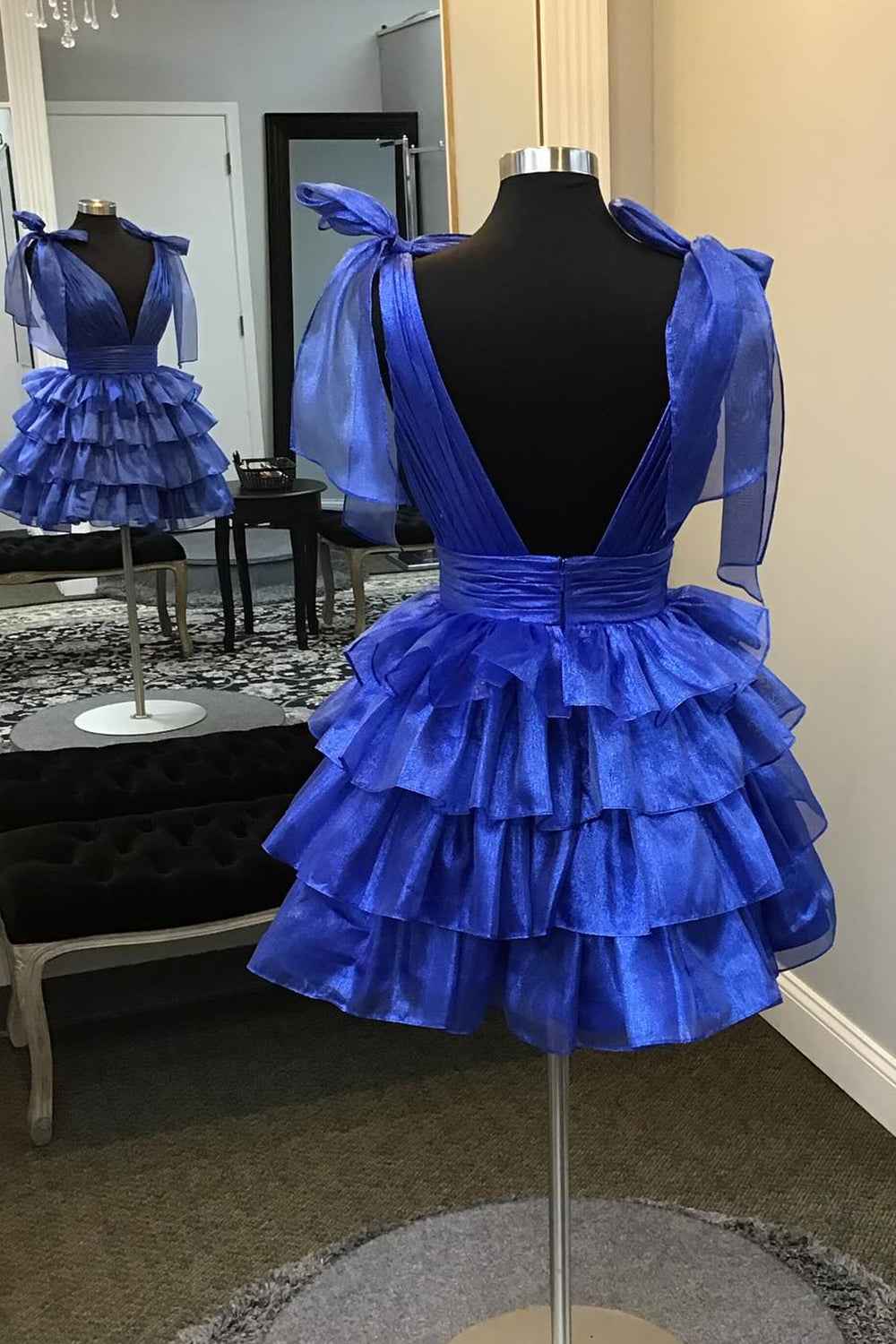 Royal Blue A Line Short Homecoming Dress With Ruffles Bmbride