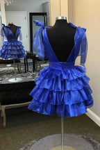 Royal Blue A Line Short Homecoming Dress With Ruffles Bmbride