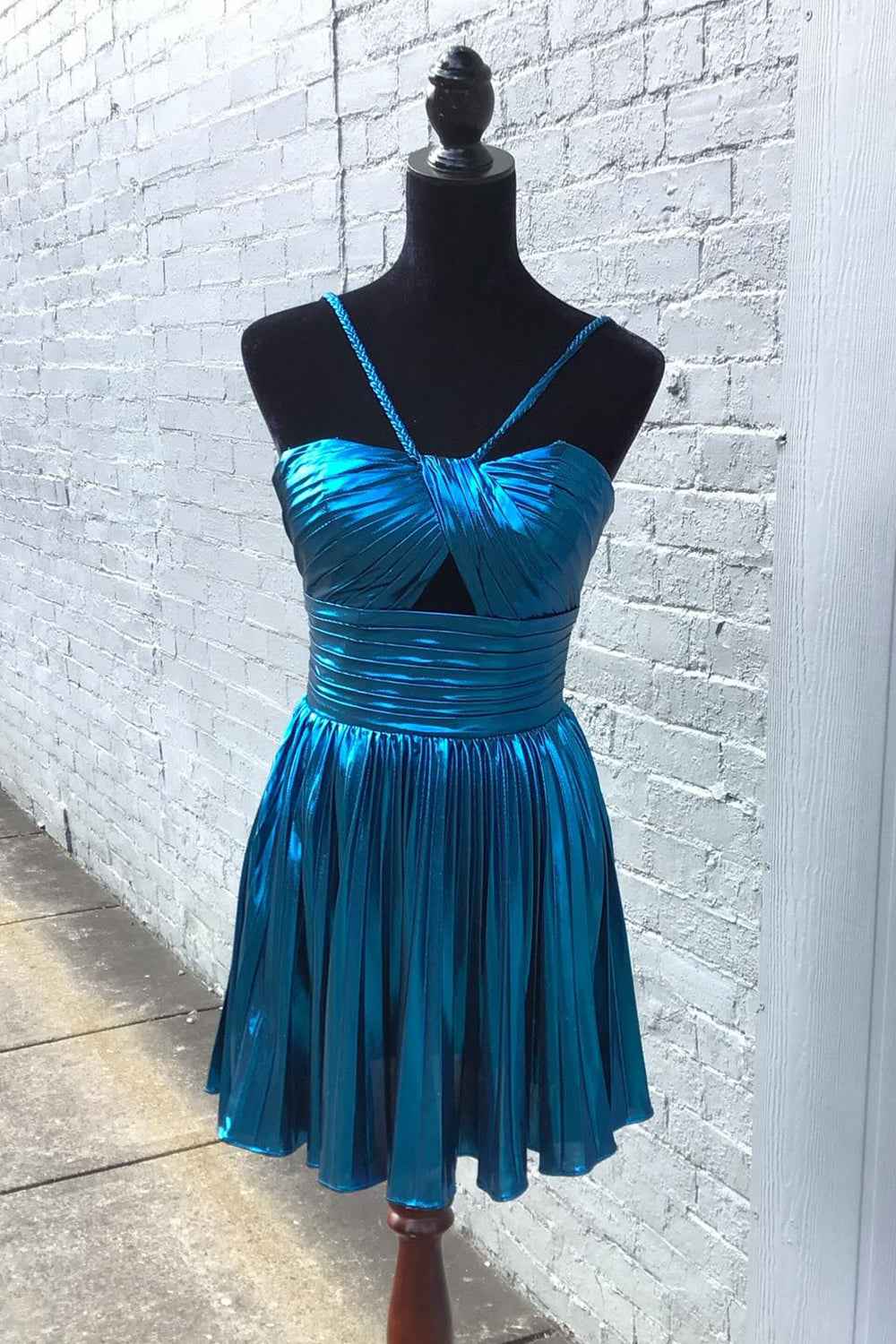 Golden A Line Halter Short Homecoming Dress Bmbride