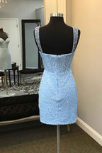 Sparkly Blue Sequins Corset Bodycon Homecoming Dress Bmbride