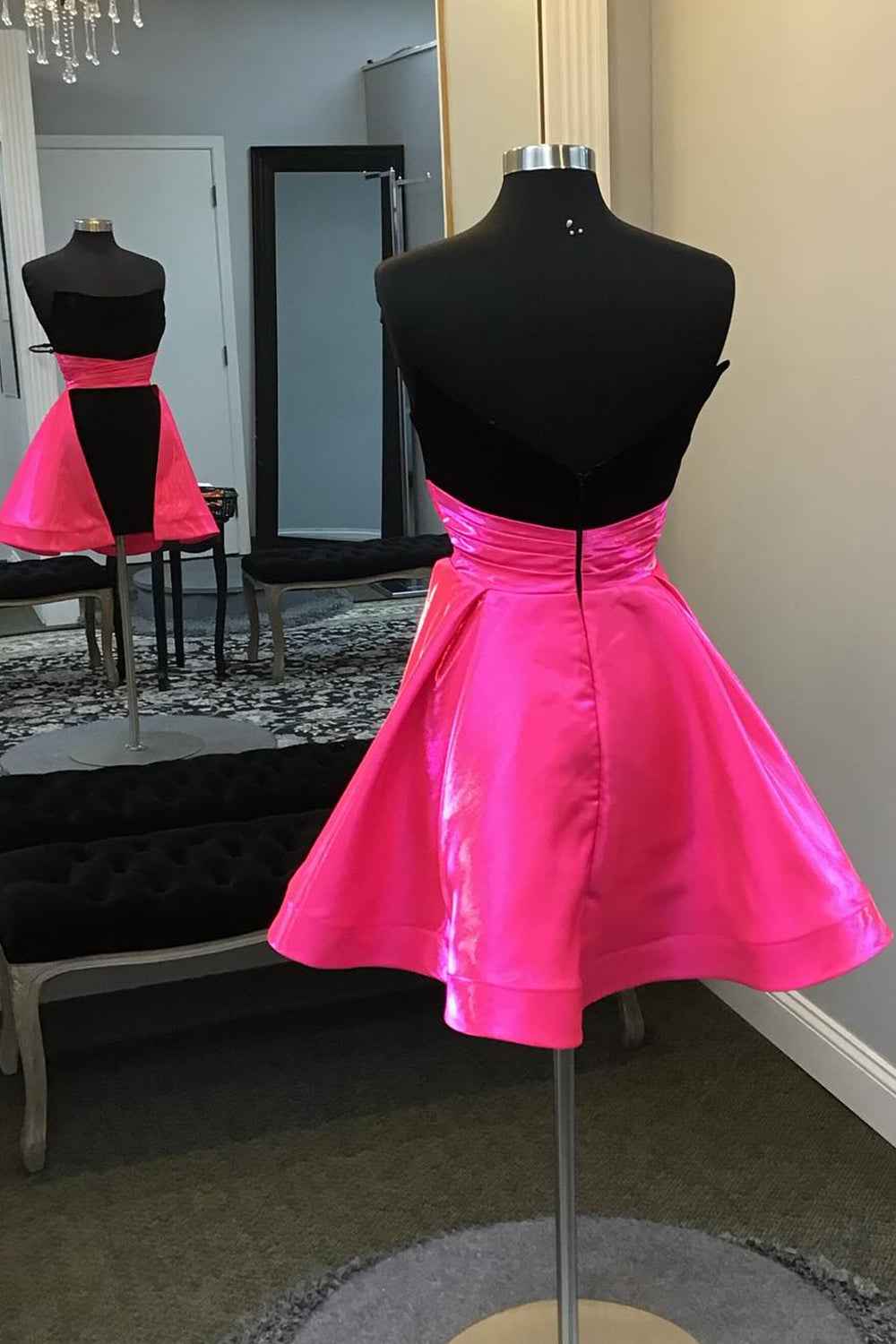 Fuchsia And Black Sweetheart A Line Homecoming Dress Bmbride