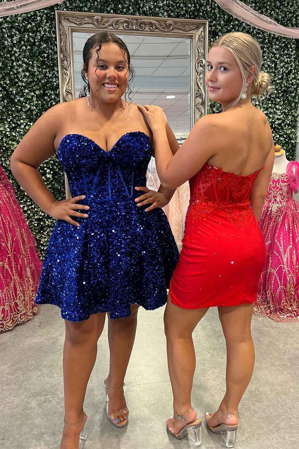 Red Corset Sweetheart Bodycon Homecoming Dress With Appliques Bmbride