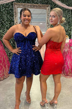 Red Corset Sweetheart Bodycon Homecoming Dress With Appliques Bmbride