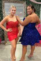 Red Corset Sweetheart Bodycon Homecoming Dress With Appliques Bmbride