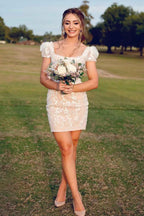 Sparkly Purple Lace Corset Tight Short Homecoming Dress with Appliques Bmbride