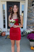 Sparkly White Sequins Tight Short Homecoming Dress Bmbride