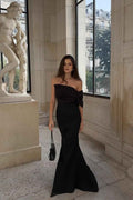 One Shoulder Sleeveless Strapless Mermaid Long Prom Dress With Pleated