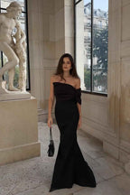 One Shoulder Sleeveless Strapless Mermaid Long Prom Dress With Pleated