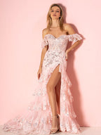 Stylish Sheath Off-the-Shoulder Long Prom Dress (Lace-up Back) BM bride