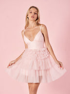 Deep V Neck Tiered A-Line Short Homecoming Dress BM bride