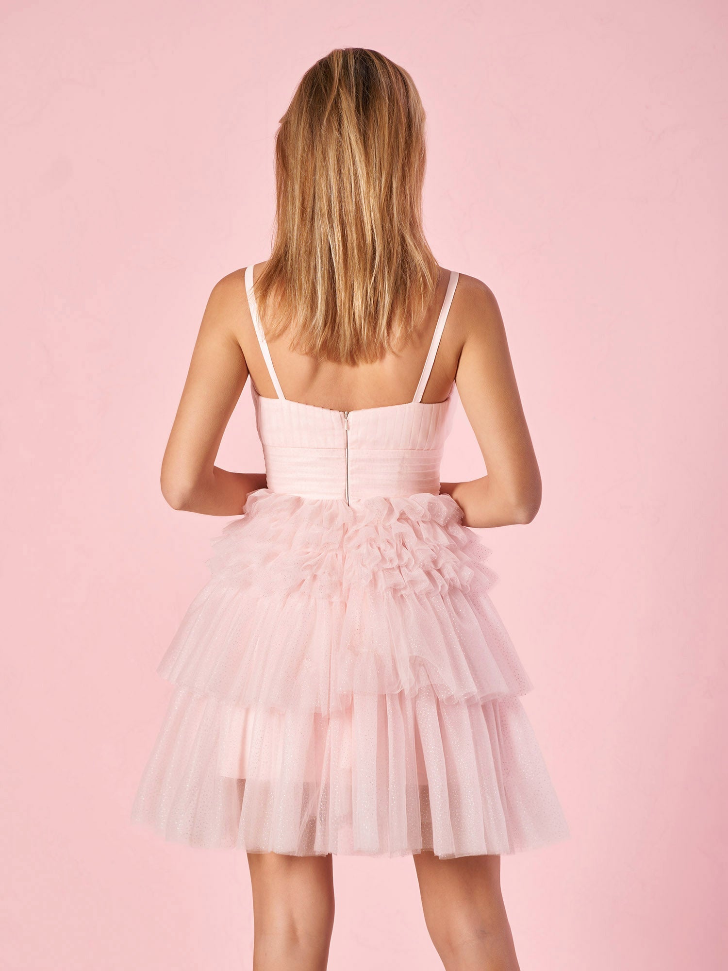 Deep V Neck Tiered A-Line Short Homecoming Dress BM bride