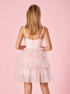 Deep V Neck Tiered A-Line Short Homecoming Dress BM bride