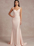 Pink Mermaid Sweetheart Floor-Length Satin Prom Dress