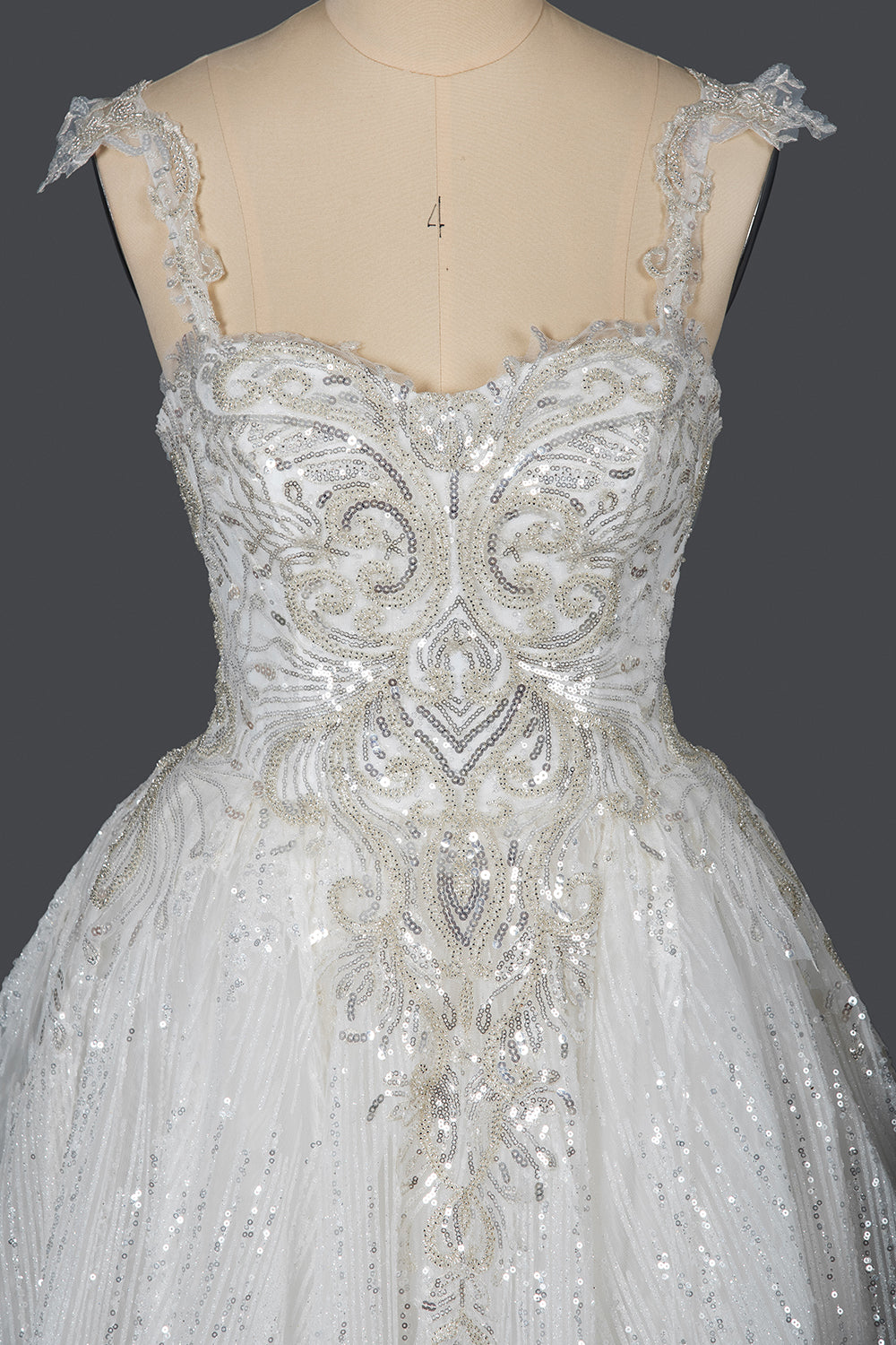 Strapless Sleeveless Sweetheart Pleated Ball Gown Wedding Dress with Sequins BM bride