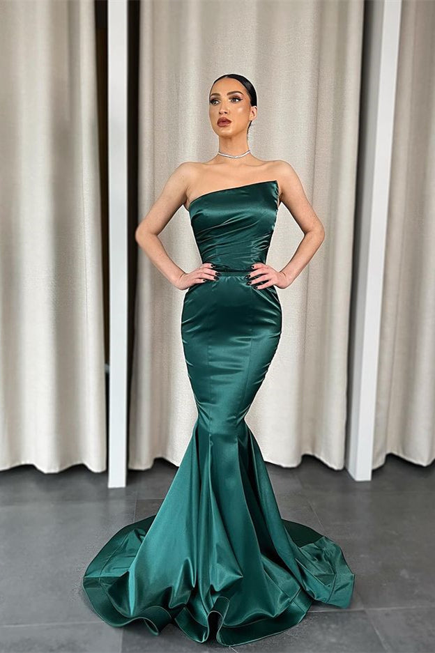 Dark Green Strapless Mermaid Long Evening Dress BM bride