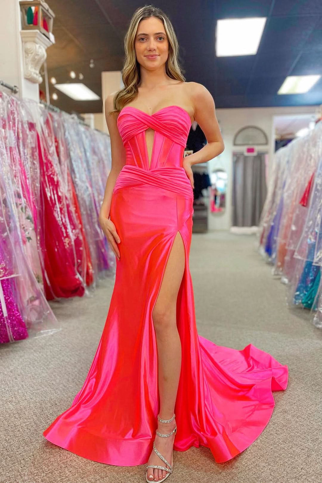 Captivating Sweetheart Satin Mermaid Long Prom Dress with a Unique Design BM bride