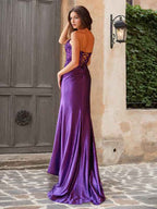 Black Sheath Sweetheart Long Prom Dress With Slit