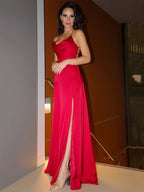 Spaghetti-Straps Prom Dress with Split BM bride