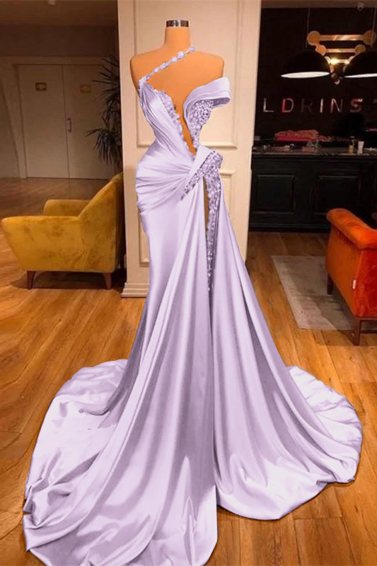 Mermaid Off the Shoulder Sleeveless Prom Dress Long Beadings With Split BMBRIDE