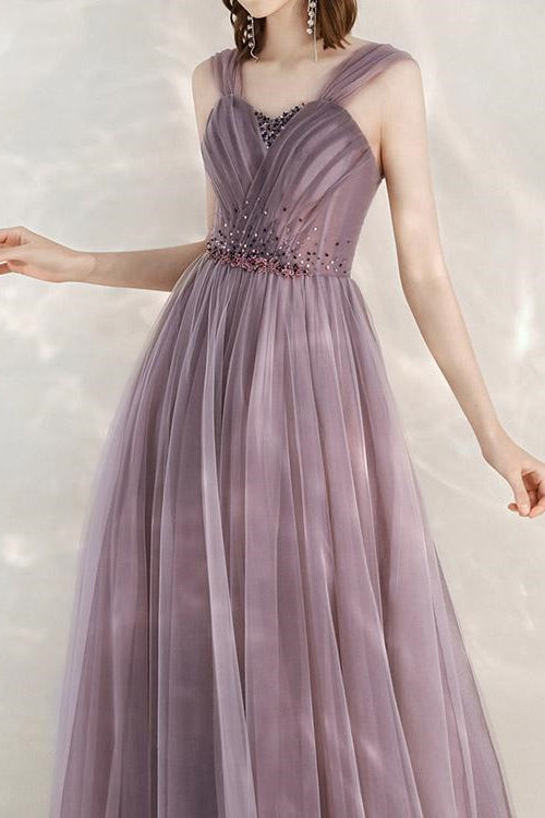 Elegant Infinity Tulle Off the Shoulder Sweetheart Long Prom Dress With Sequins BMBRIDE