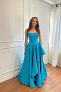 Glamorous Strapless Sleeveless Long Prom Dress With Pleated