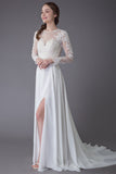 Long Sleeve Lace Wedding Dress with Slit BM bride