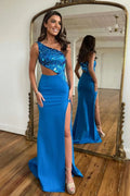 Fashionable Sheath One Shoulder Cut Mirror Sequins Prom Dress BM bride