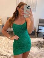 Chic Sheath Spaghetti Straps Lace Homecoming Dress BM bride