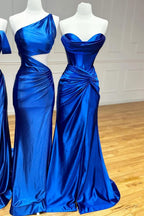 Stunning Red Strapless Twist-Front Mermaid Long Dress with Slit BM bride